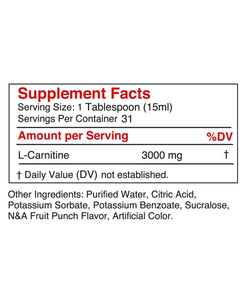 l carnitine 3000 ingredients L-Carnitine, Triple Strength Liquid L-CARNITINE 3000 TANGY ORANGE 480ML